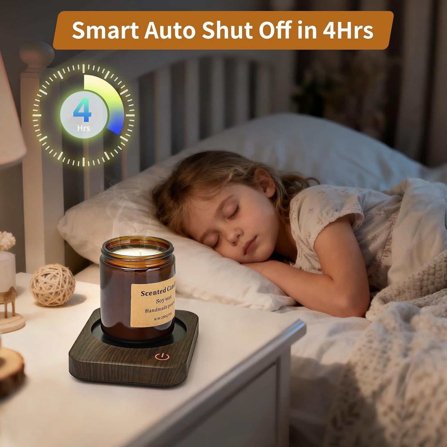 VOBAGA Coffee Mug Warmer for Desk with Auto Shut Off & 3-Temp Settings, Coffee Cup Warmer with Smart Safety Alert Home Office Accessory, Perfect for Coffee, Tea, Milk (Wood)