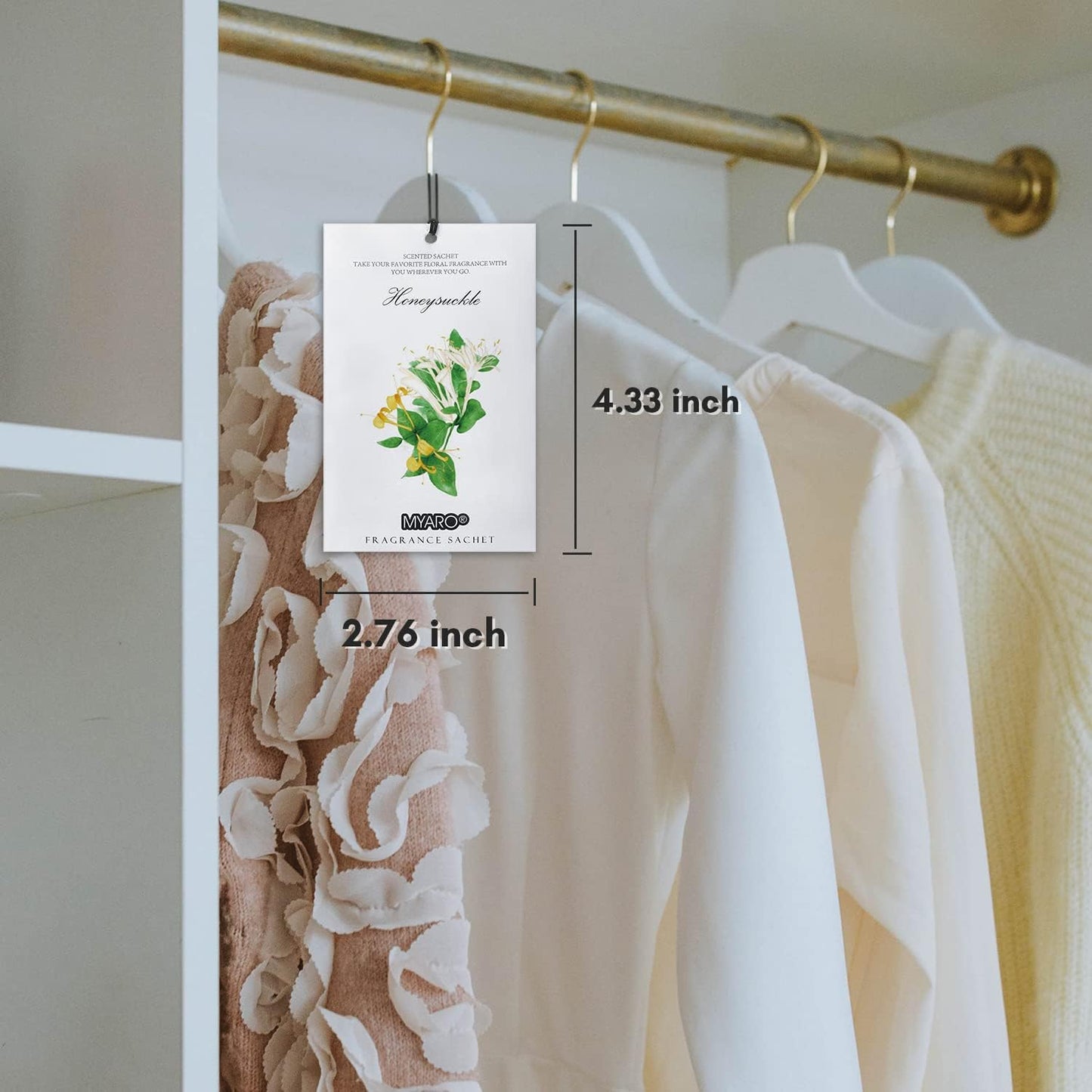 MYARO 12 Packs Honeysuckle Scented Sachets for Drawer and Closet, Long Lasting Air Freshener Fresh Scents Potpourri Bags Home Fragrance for Room Car Small Space