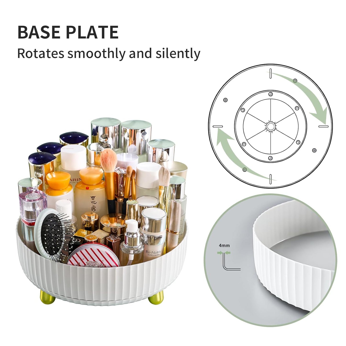 funest Makeup Perfume Organizer, 360 Degree Rotating Lazy Susan Cosmetic Desk Storage Lotions Display Case Round Tray with Large Capacity, for your Jewelry