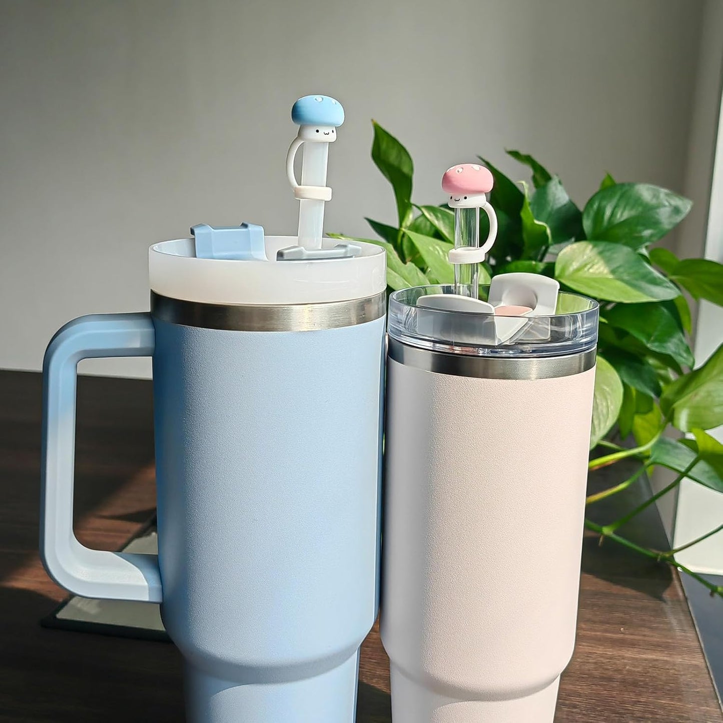 4 Pack Silicone Straw Covers Cap for Stanley Cup 30 40 oz, Cute Mushroom Straw Topper, Accessories for Stanley Cup Tumbler, Christmas Gifts for Women