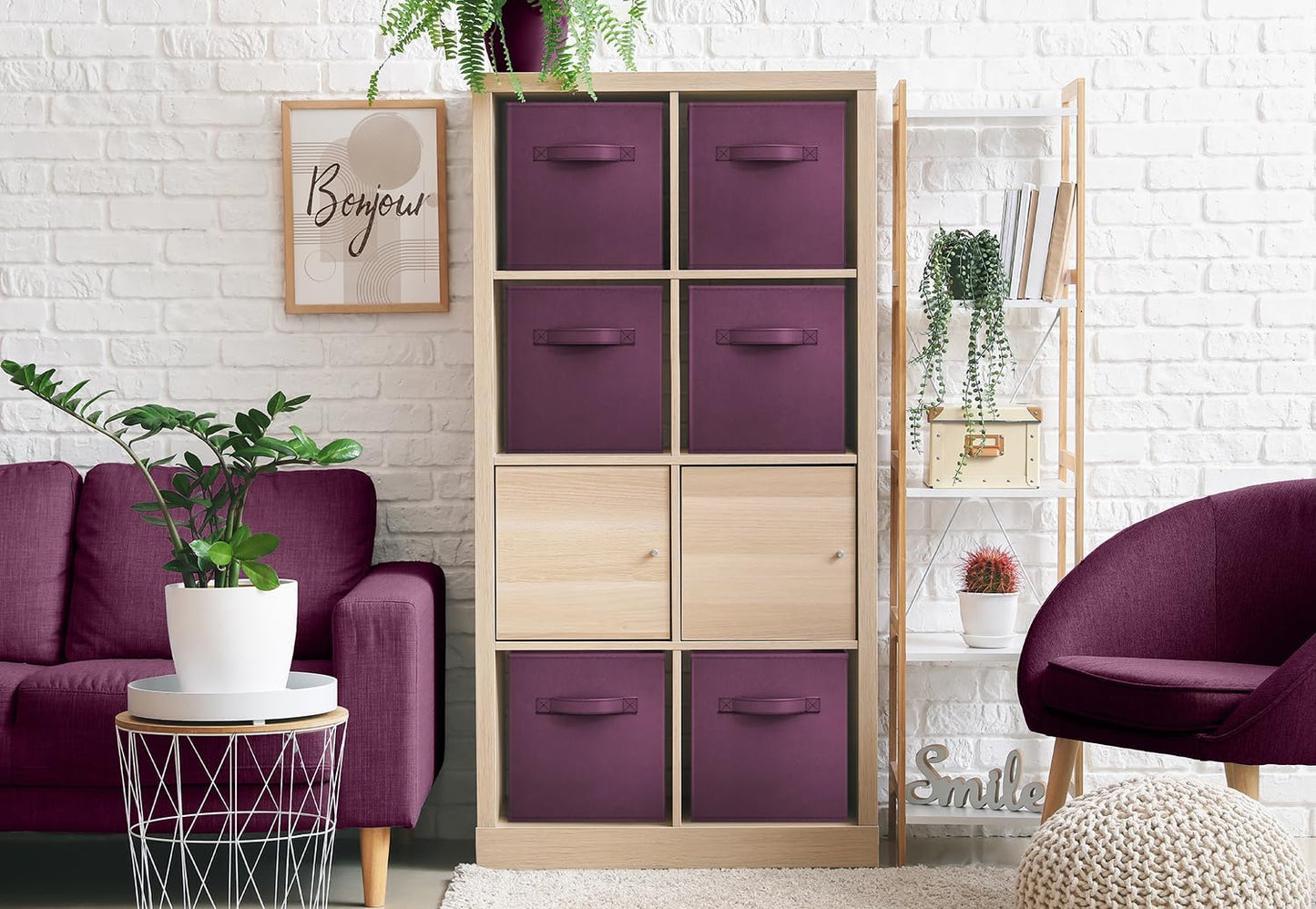 Sorbus Fabric Storage Cubes - 6 Foldable Storage Bins for Organizing Pantry, Cubbies, Toy Box - Clothes Storage & Closet Organizer - 13 Inch Collapsible Cube Baskets for Shelves with Handle