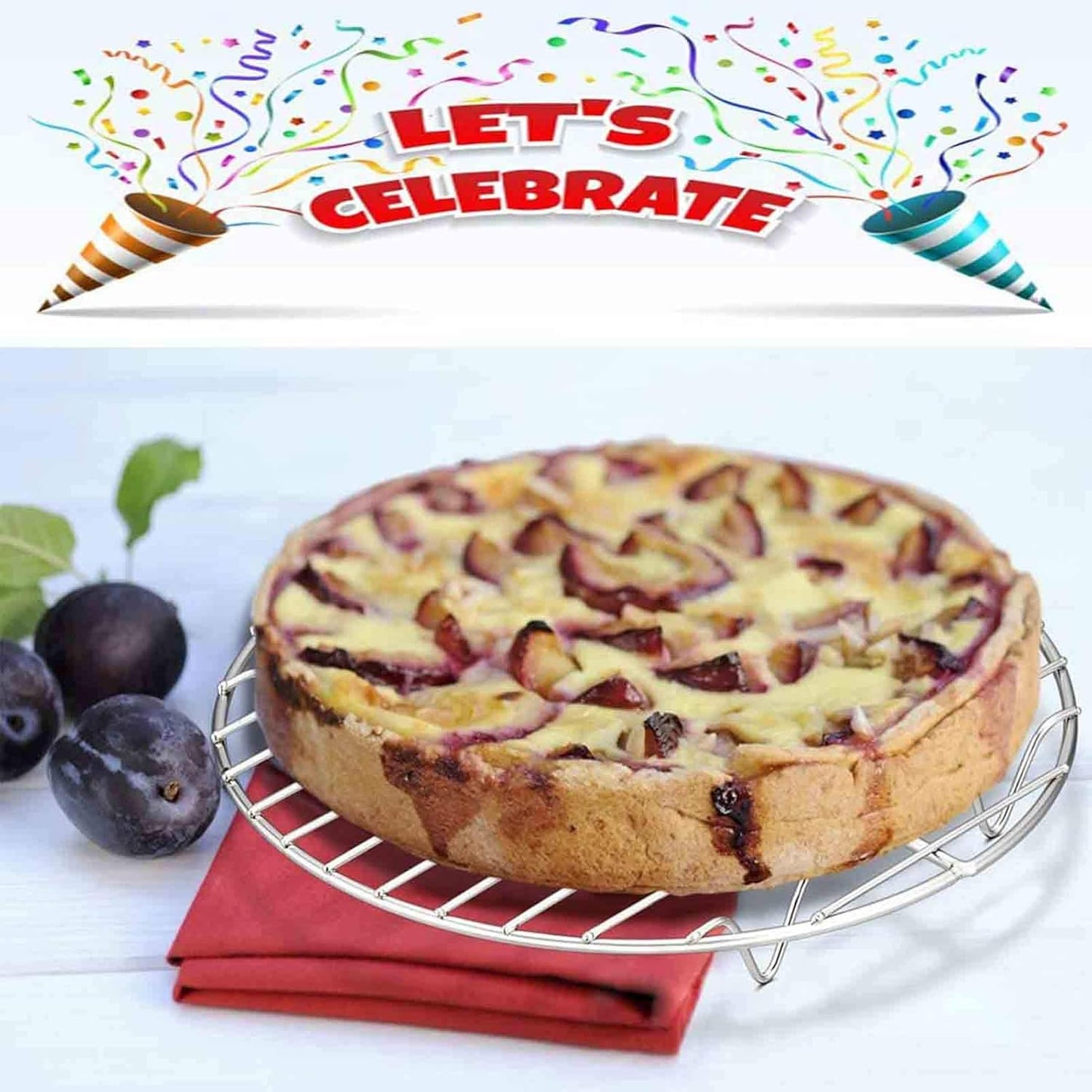 TeamFar Round Cooling Rack Set of 2, 9 Inch Round Baking Steaming Roasting Rack Set Stainless Steel, Healthy & Dishwasher Safe, Mirror Finish & Rust Free