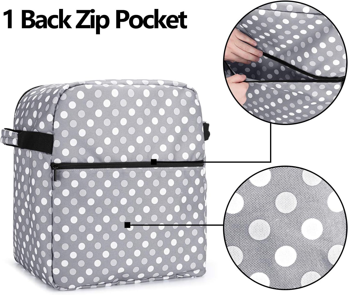 Luxja Dust Cover Compatible with 6-8 Quart KitchenAid Mixers (with a Bottom Padding Pad), Dust Cover (Clear Front Panel) for Stand Mixers and Extra Accessories, Gray Dots(Patented Design)