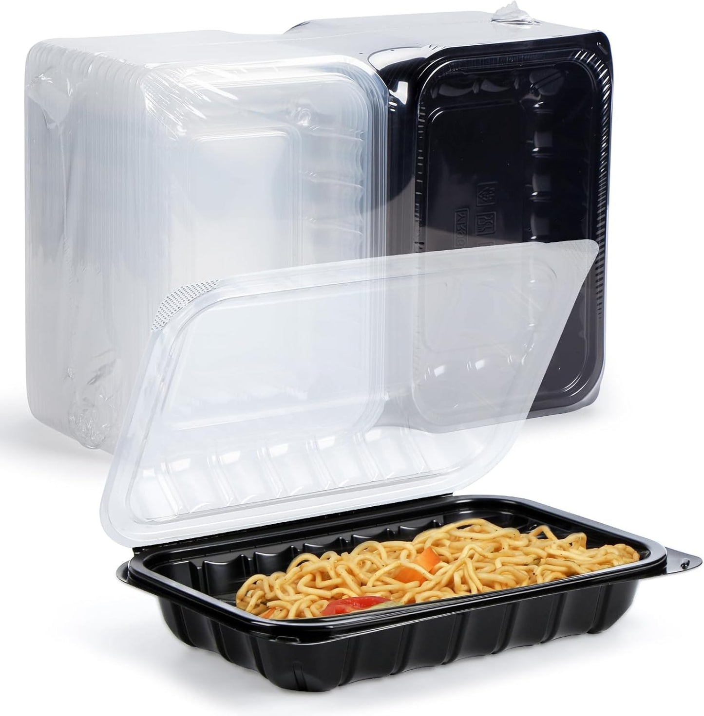 YANGRUI Food Containers 9x6 Inch 27 oz 30 Pack - Anti Fog Clear Lid for Display | BPA Free PP Plastic | Reusable Heavy Duty Freezer & Microwave Safe | Shrink-Wrap Freshness Bakery Takeout Container