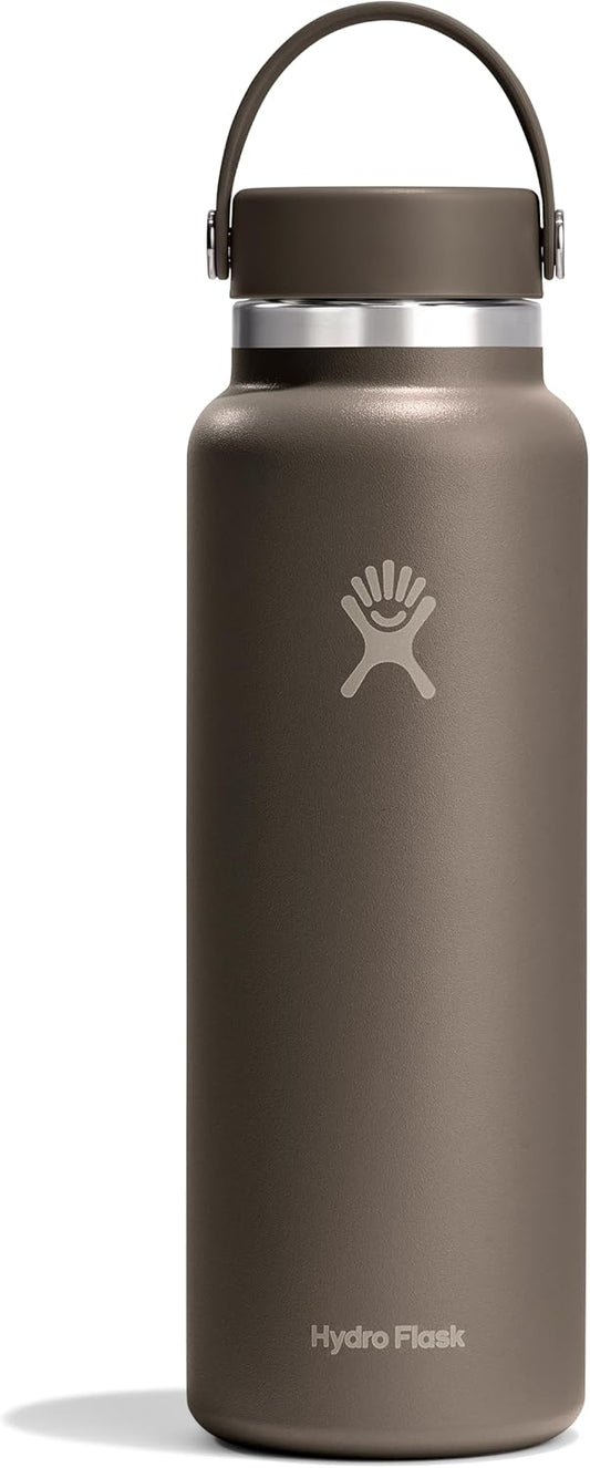 Hydro Flask Water Bottle - Insulated Stainless Steel - Wide Mouth Flex Lid, Non Spill, Leakproof and Refillable in 40 Oz Sandpiper