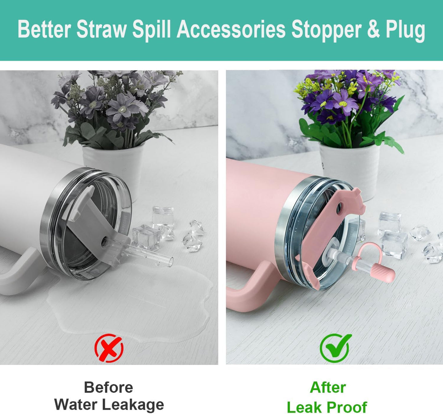 6 PCS Replacement Straws with Cover Spill Toppers for Stanley Cup 40 oz 30 oz Tumbler, Reusable Drinking Straws with Cover Cap and Cleaning Brush for Stanley Cup Accessorie, BPA Free, Dishwasher Safe