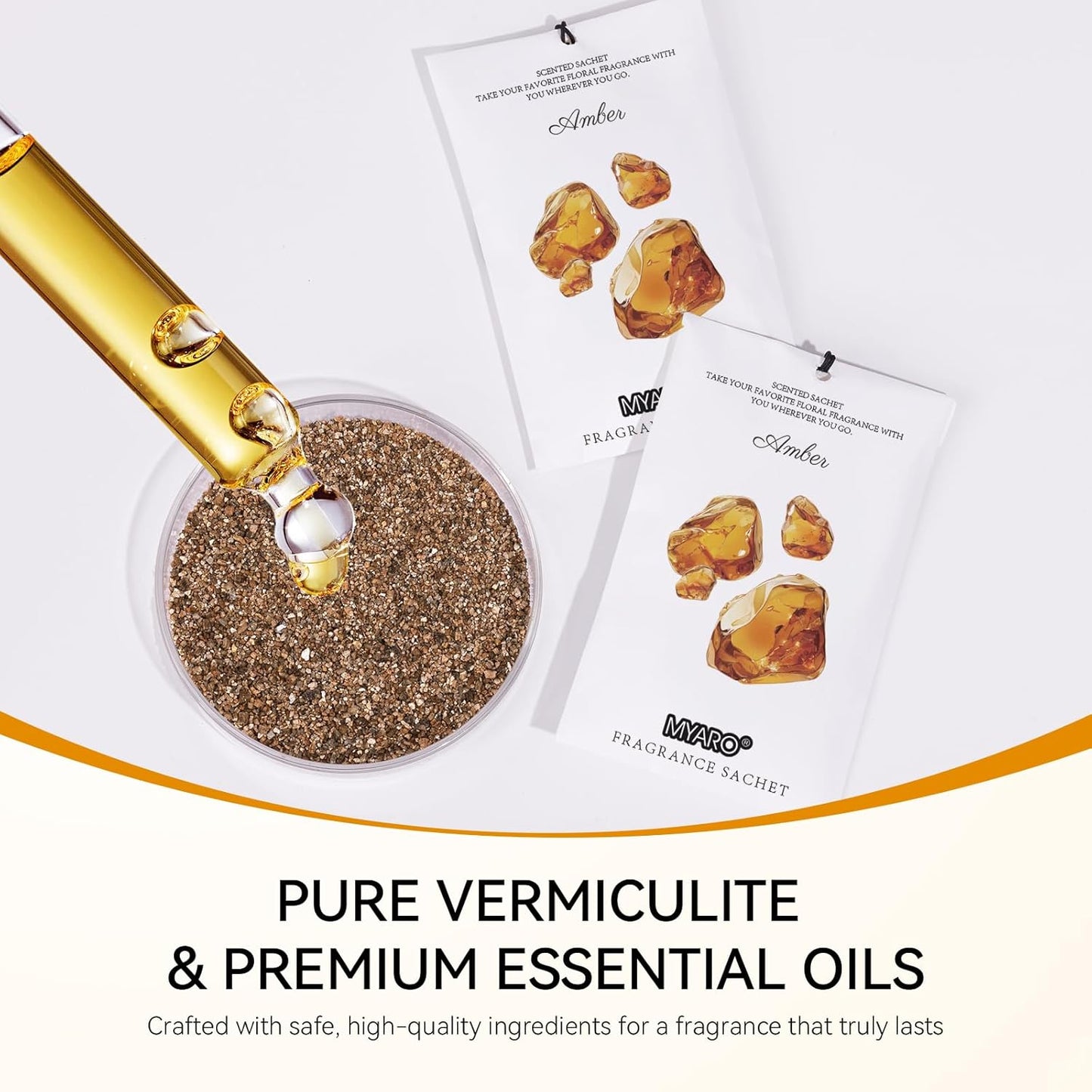 MYARO 12 Packs Amber Scented Sachets for Drawer and Closet, Long-Lasting Closet Sachet Bags Drawer deodorizers Fresh Scents, Home Fragrance for House