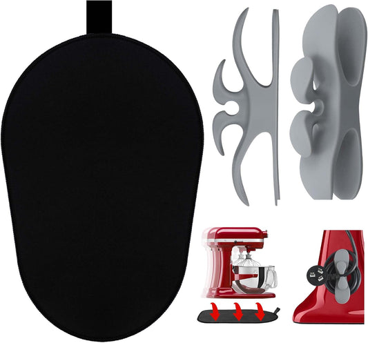 Sliding Mat for Kitchenaid Mixer with 2 Grey Kitchen Accessories, Mover Slider Mat Pad for 5-8 Qt Bowl-Lift Stand Mixer, Kitchen Appliance Slider Mat Compatible with Professional 600 Stand Mixer