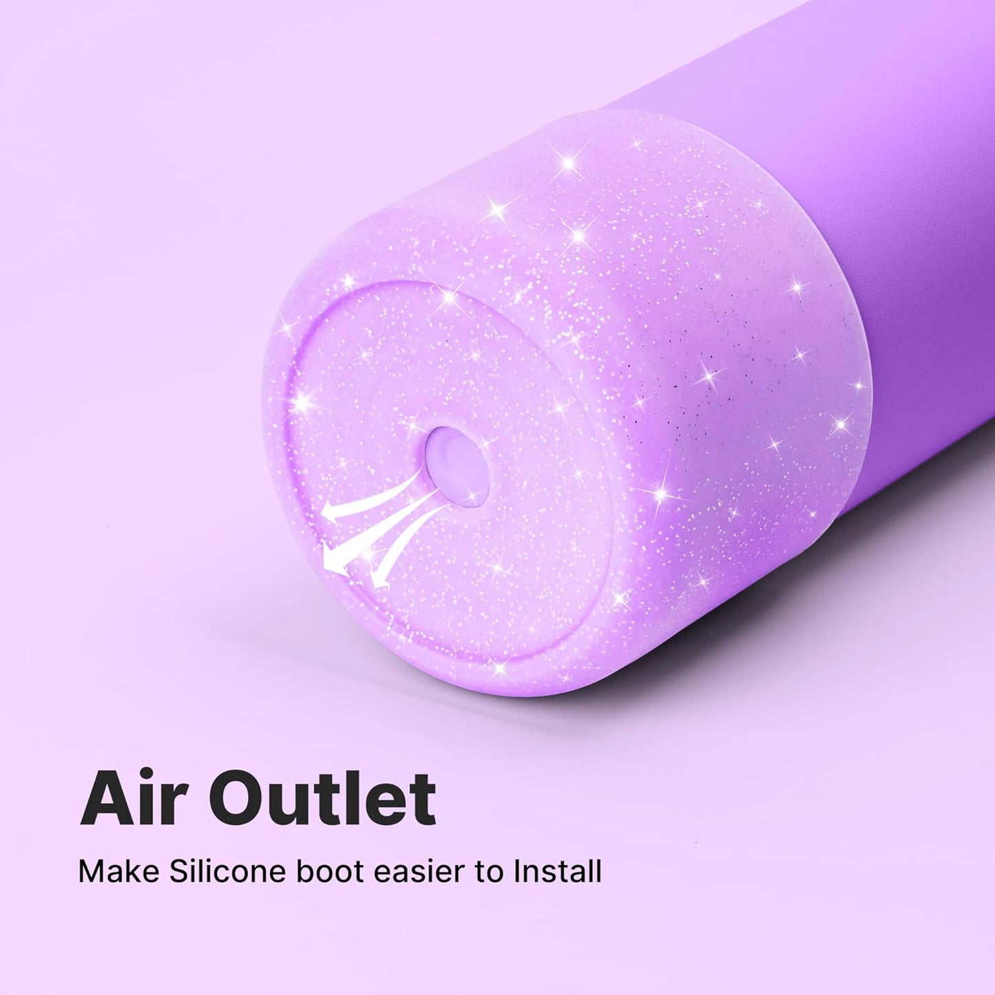 Silicone Water Bottle Boot for Owala 40 oz, Anti-Slip Protective Sleeve for Owala Twist & FreeSip & Flip Stainless Steel Water Bottle, Boot Bottom Base for Owala (Glitter Purple)