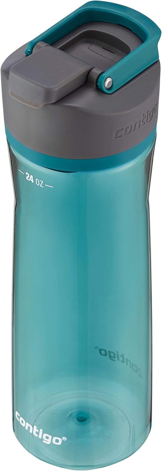 Contigo AUTOSEAL Cortland 24oz Water Bottle BPA-Free Plastic Spill Leak-Proof Lid and Carry Handle Dishwasher Safe Spirulina