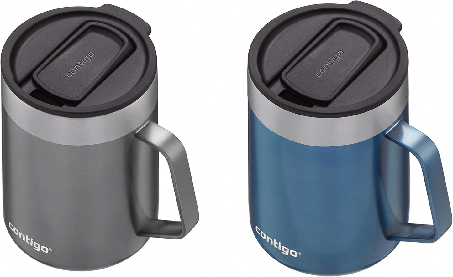 Contigo Streeterville Stainless Steel Travel Mug with Splash-Proof Lid Sake;Blue Corn 14 Ounces 2-Pack