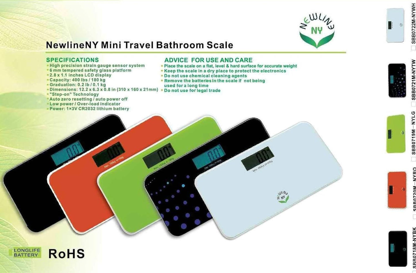 NewlineNY 700 Series Mini Travel Digital Bathroom Scales (no Sleeve) (Trendy Wave)