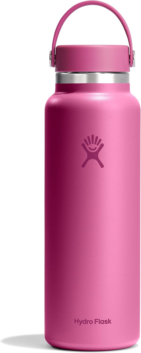 Hydro Flask Water Bottle - Insulated Stainless Steel - Wide Mouth Flex Lid, Non Spill, Leakproof and Refillable in 40 Oz