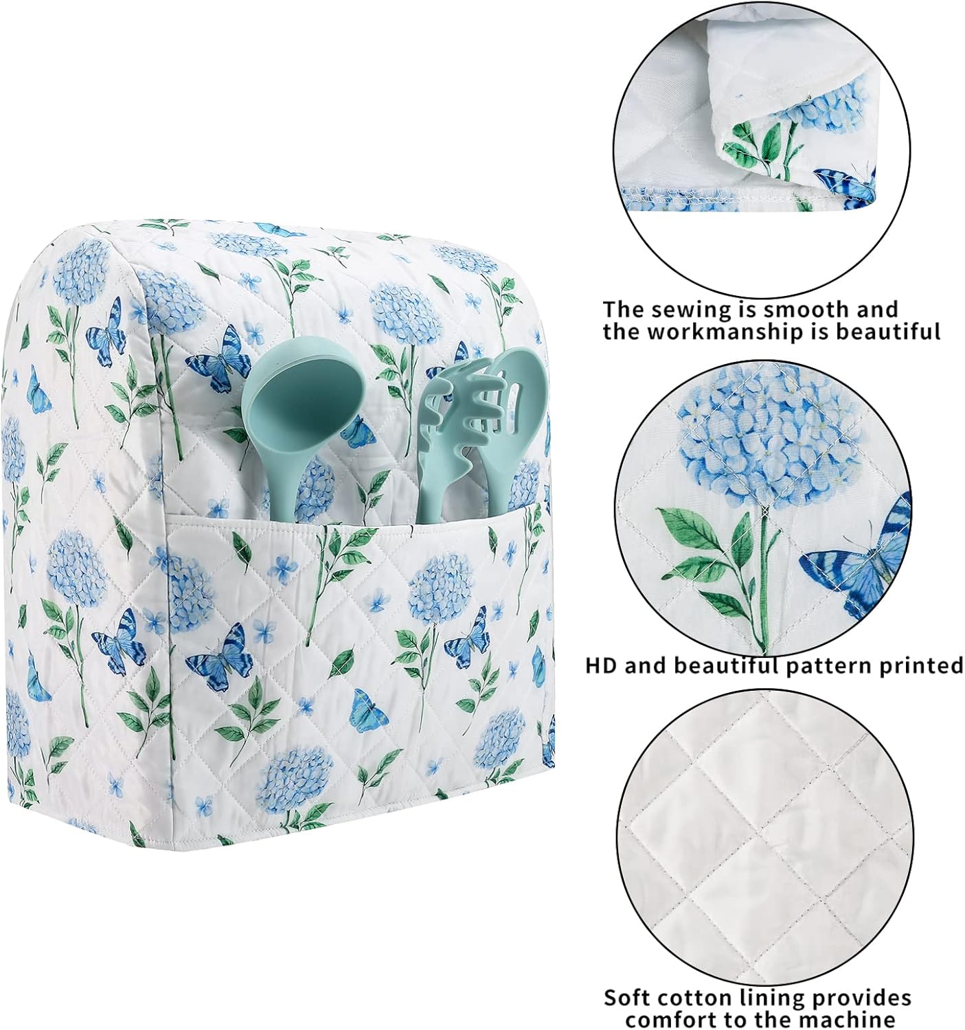 Stand Mixer Cover,Hydrangea Kitchen Mixer Cover Compatible With 5-8 Qt Kitchenaid Hamilton Mixers,Spring Summer Kitchen Decor,Kitchen Aid Mixer Covers,Pioneer Woman Kitchen Aid Mixer Assecories