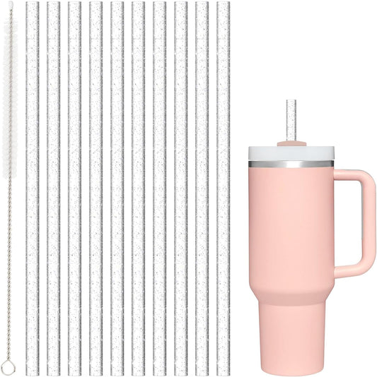 Replacement Straw for Stanley|Simple Modern|Owala 40 oz 30 oz Cup Tumbler, 10 Pack 12.13-In Long Reusable Plastic Straw with Cleaning Brush, Dishwasher Safe, Durable and Easy to Clean
