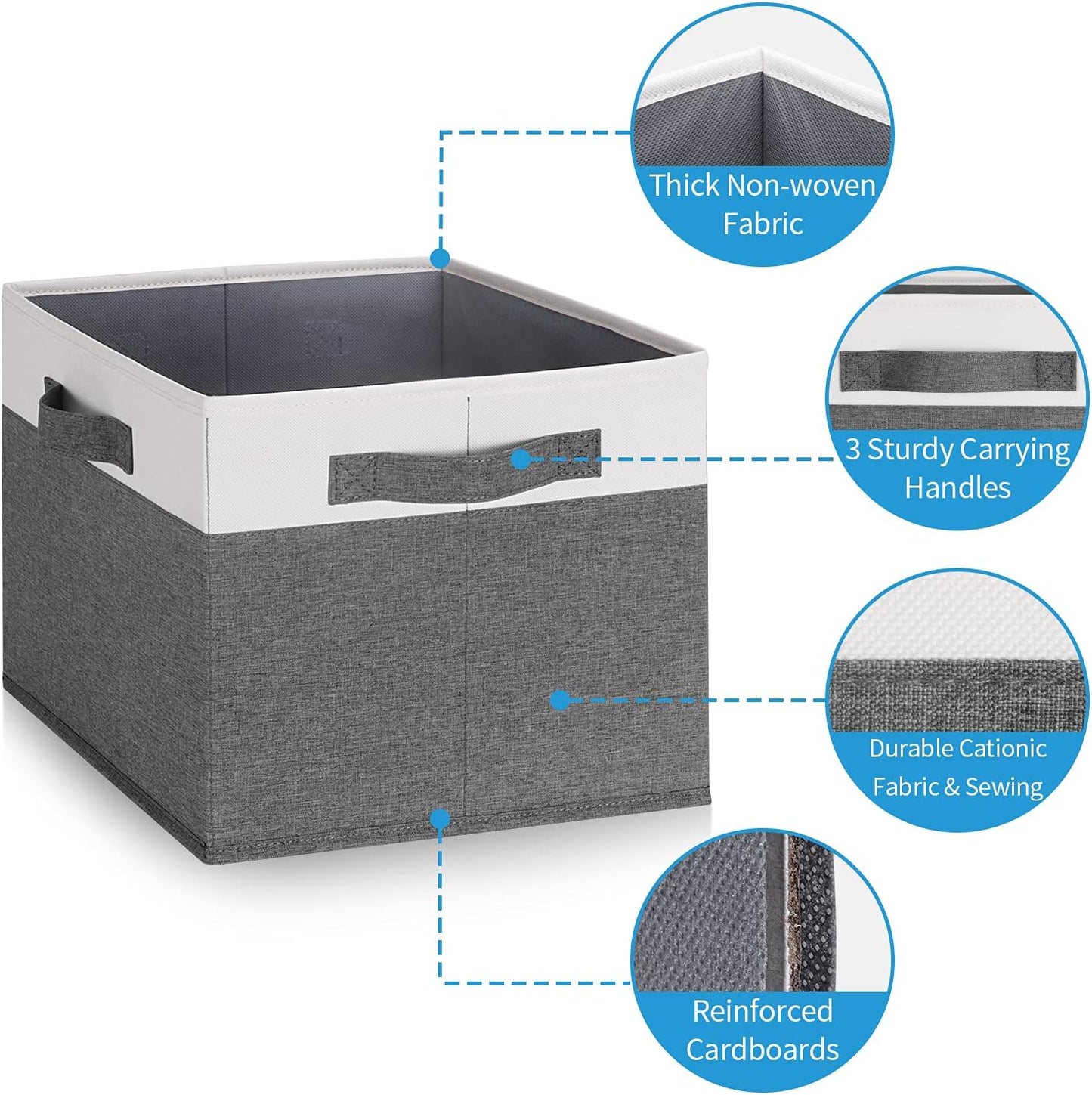 GhvyenntteS 6 Pack Fabric Storage Bins, 15x11x9.6 inch Closet Storage Bins for Shelves with 3 Handles, Foldable Storage Baskets for Shelves, Sturdy Closet Organizers and Storage