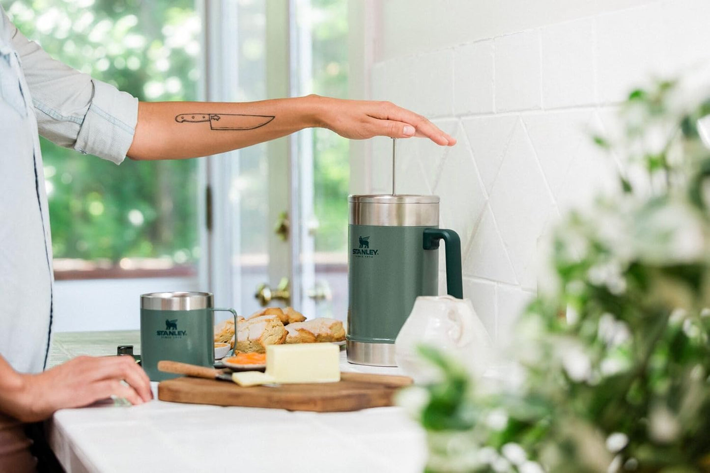 STANLEY Classic Stay-Hot French Press Coffee Maker 48 oz | 5 Minute Brew, 4 Hours Hot | Mesh Filter for Coffee Grounds | Insulated Stainless Steel French Press | BPA-Free | Wisteria Shine