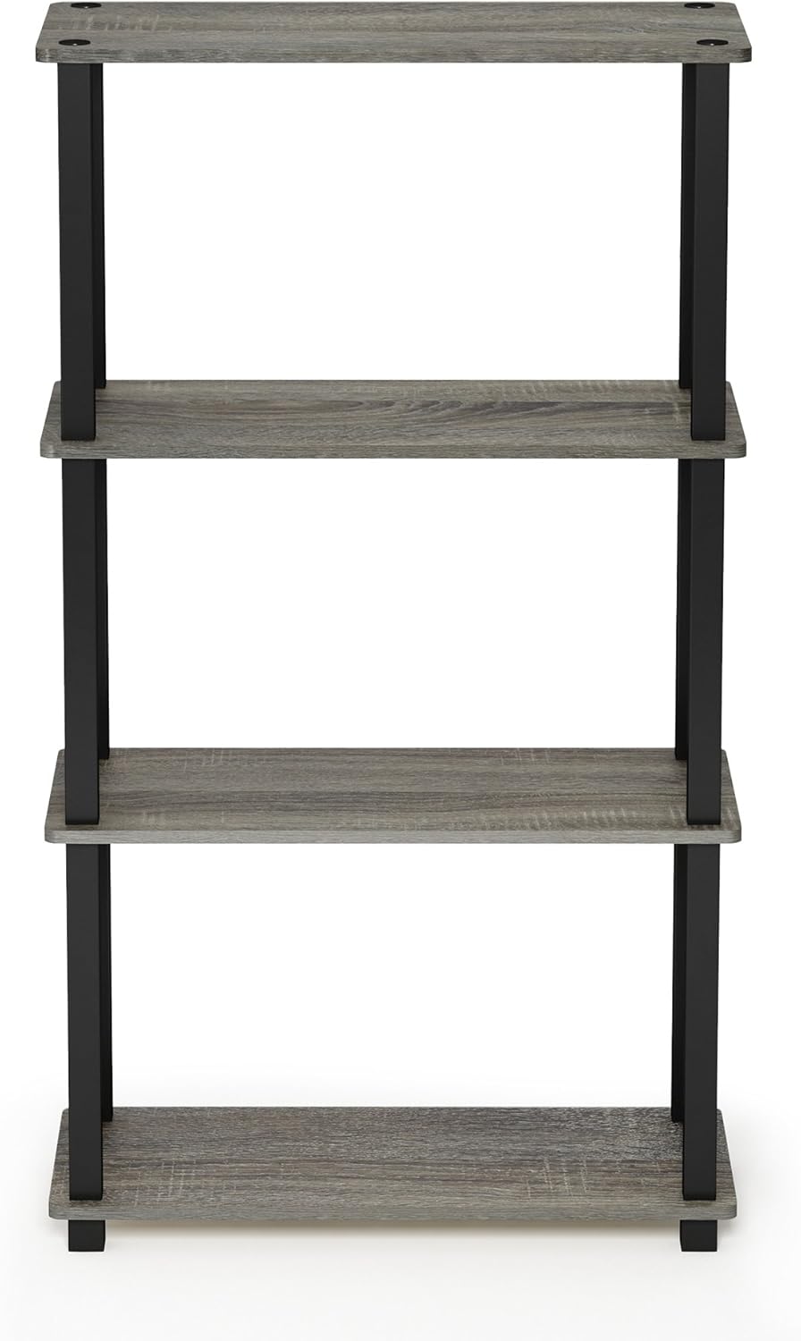 Furinno Turn-N-Tube 4-Tier Multipurpose Shelf Display Rack, Square Tube, French Oak Grey/Black