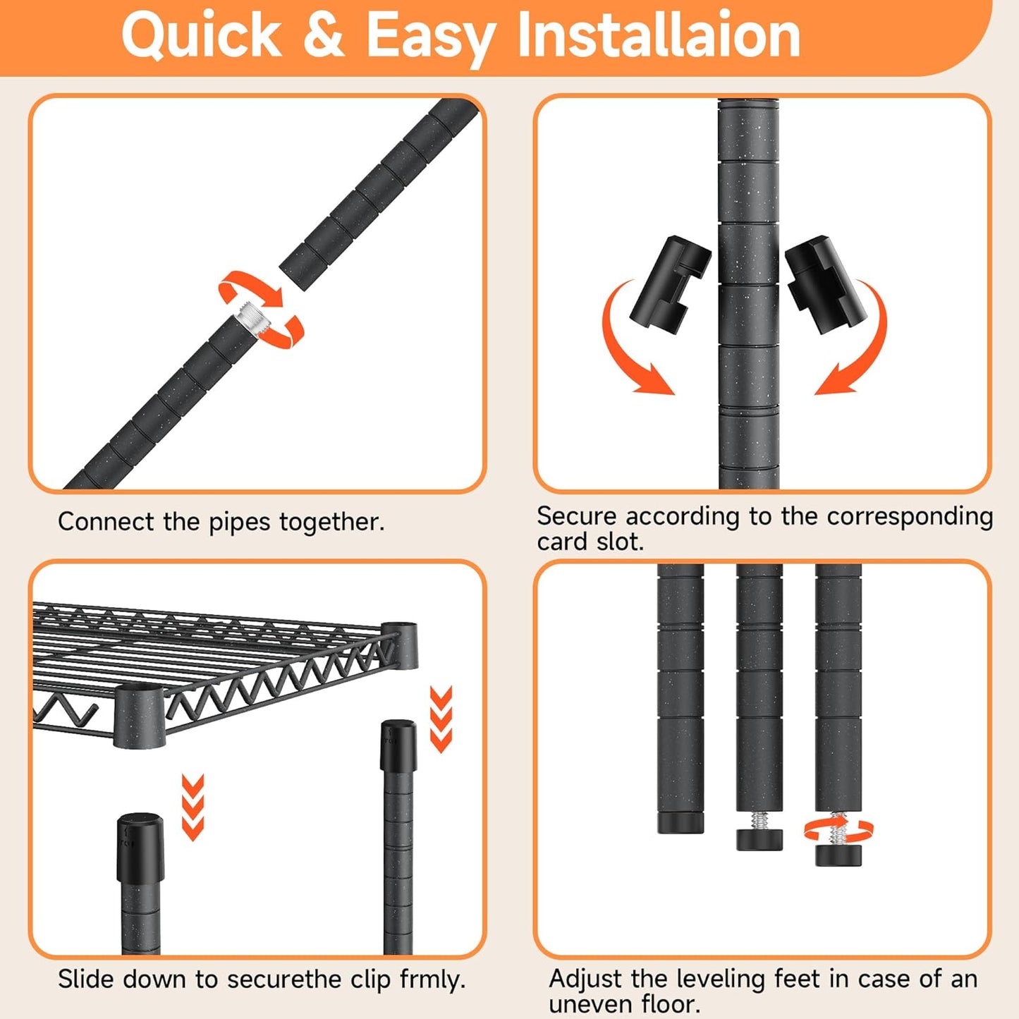 Standing Shelf Units Wire Rust-Proof Outdoor Storage Shelving 4-Tier Utility Shelving Unit for Garden Home,Kitchen,Office Dark Grey 17.7" D x 35.5" W x 59.4" H