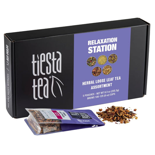 Tiesta Tea - Herbal Tea Gift Box, Loose Leaf, Medium to Non Caffeinated Variety Pack, Make Hot & Iced, 5 Pouches of Assorted Blends with Chamomile, Ginger, Citrus and Lavender Herbal Blend