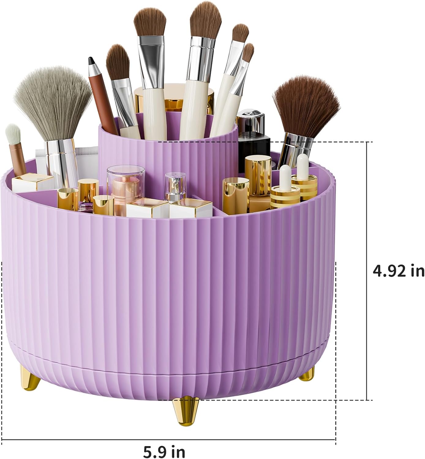 360° Rotate Makeup Brush Holder Organizer, Makeup Organizers Countertop, Makeup organization and Skincare Storage for Vanity, Desktop, Bathroom (Purple)