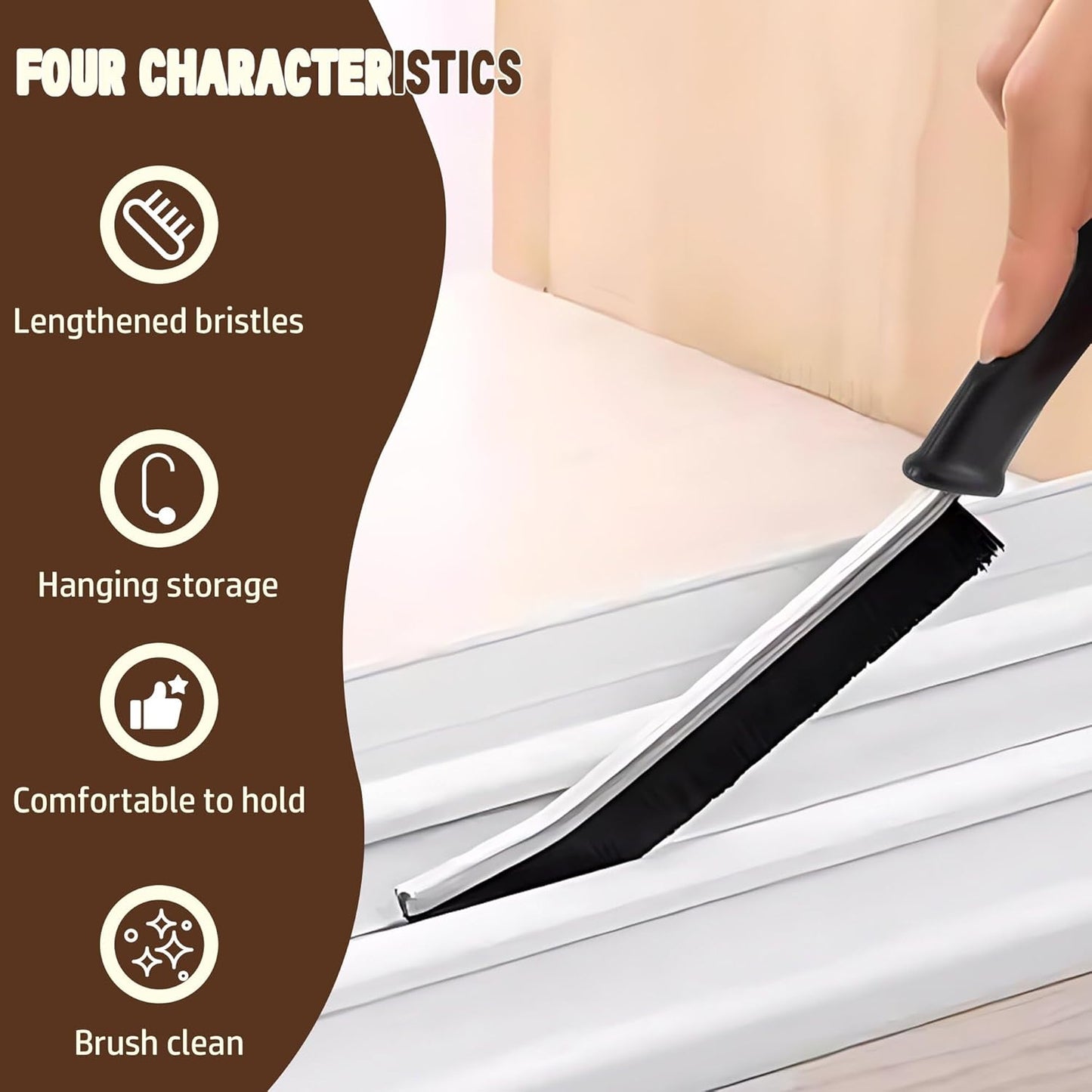 3Pcs Crevice Cleaning Brush Tool Grout Brush Cleaning Supplies, Home Essentials Bathroom Multifunctional Gap Scrub Hard Bristle Brushes for Household Use (Black Cleaning Brush-B)