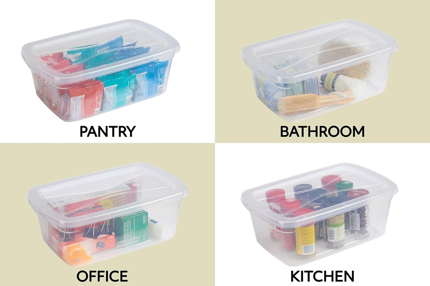 Rubbermaid Cleverstore 6 Qt Clear Storage Bins with Lids, 12-Pack, Stackable, BPA-Free, Made in USA