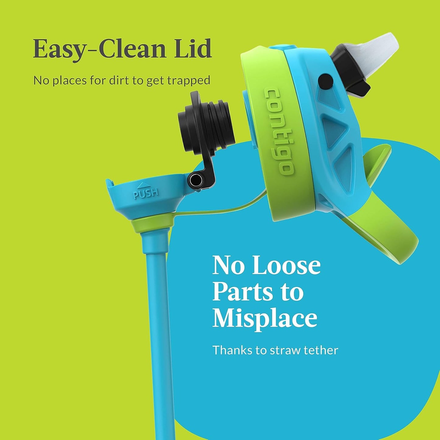 Contigo Kids 20oz 2-Pack Aubrey Water Bottles with Cleanable Silicone Straw Spill-Proof Lid Dishwasher Safe Blue Raspberry/Cool Lime & Blueberry/Juniper BPA-free