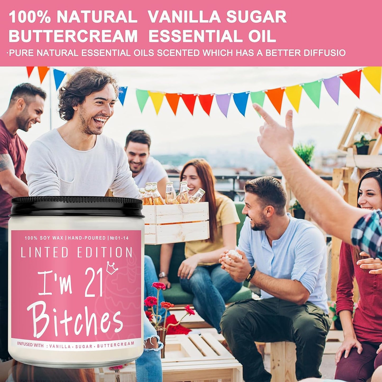 21th Birthday Gifts for Women, Perfect Birthday Present, Funny Presents for Mom, Friends, Wife, Sister, 7oz Vanilla Cream-Scented Candle