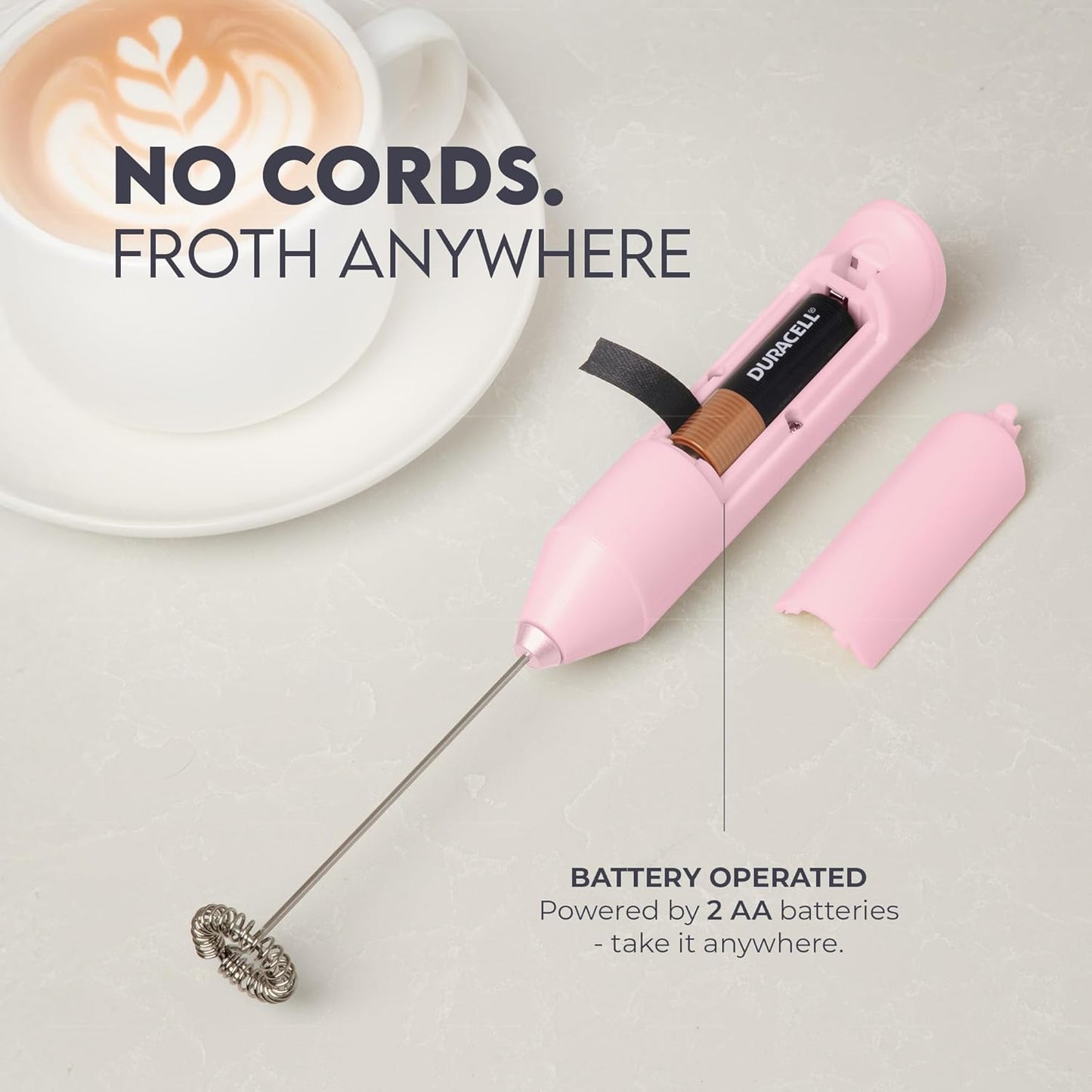 Zulay Kitchen Milk Frother Handheld Battery Operated – Electric Drink Mixer for Coffee, Lattes, Cappuccinos, Matcha & Hot Chocolate – Portable Foam Maker & Coffee Bar Accessory