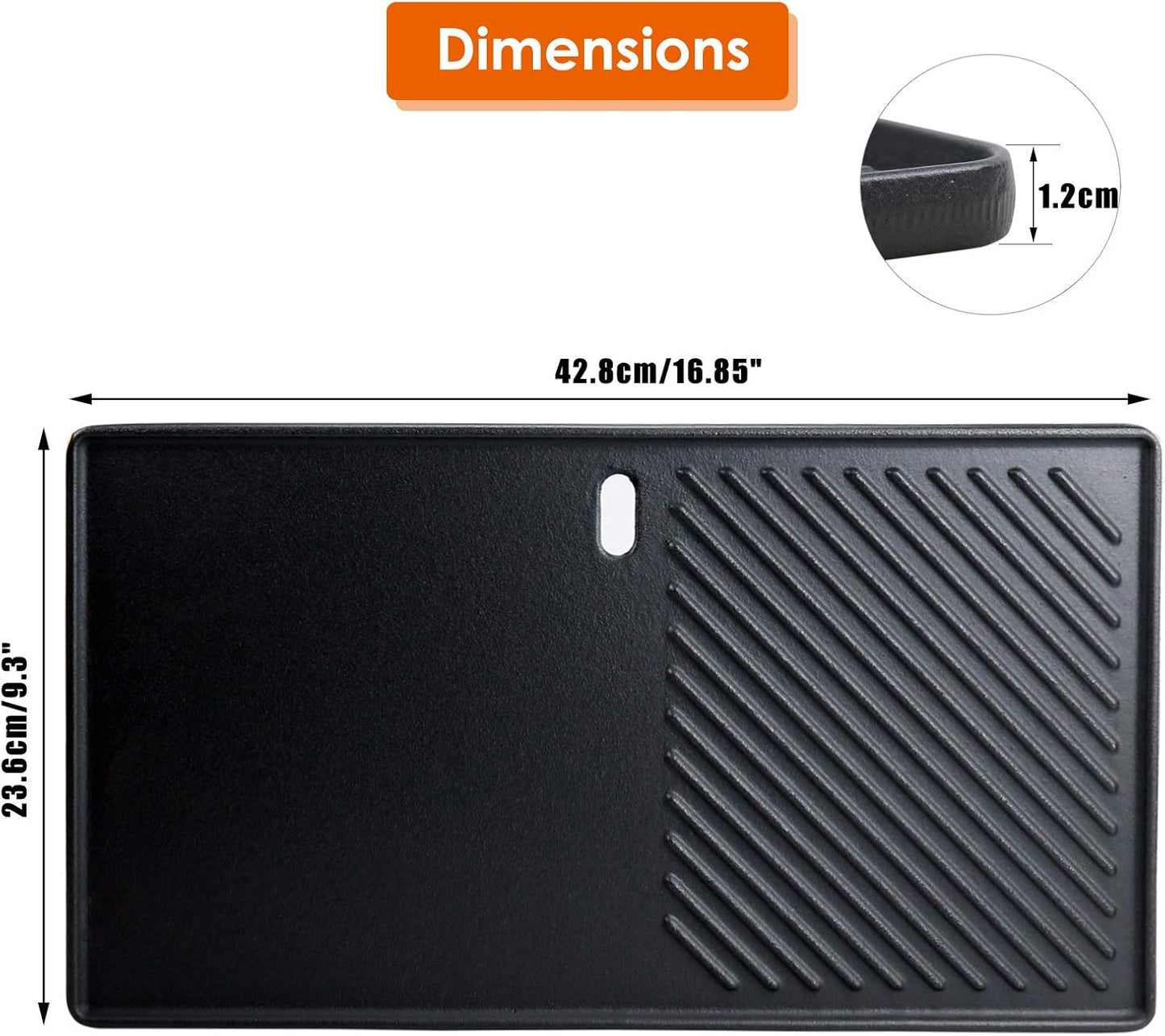 Uniflasy Cast Iron Reversible Grill Stove Top Griddle Pan 16 7/8" Skillet Flat Pan, Cast Iron Grill Griddle Plate for Charbroil 463420508 463420509 Gas Grills Replacement Parts, Cookware Accessories