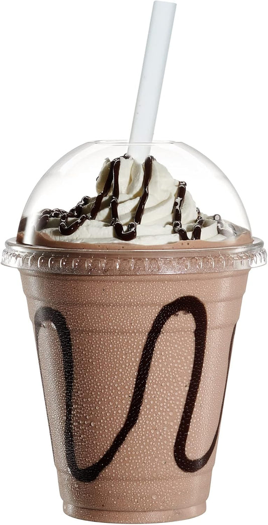 GUSTO [12 oz. - 100 Count Clear Plastic Cups With Dome Lids - Perfect for Smoothies, Milkshakes, and To-Go Beverages (Formerly Comfy Package)