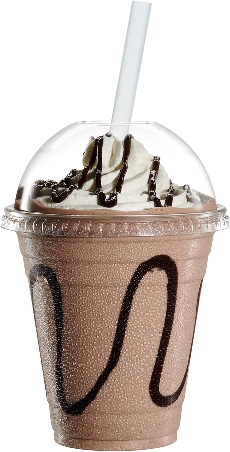 GUSTO [12 oz. - 50 Count Clear Plastic Cups With Dome Lids - Perfect for Smoothies, Milkshakes, and To-Go Beverages (Formerly Comfy Package)