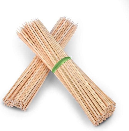 Minisland Premium 12 Inch Bamboo Wooden Skewers for Kabobs 4mm Thick Round BBQ Heavy Food Sticks 100 Counts -MSL167