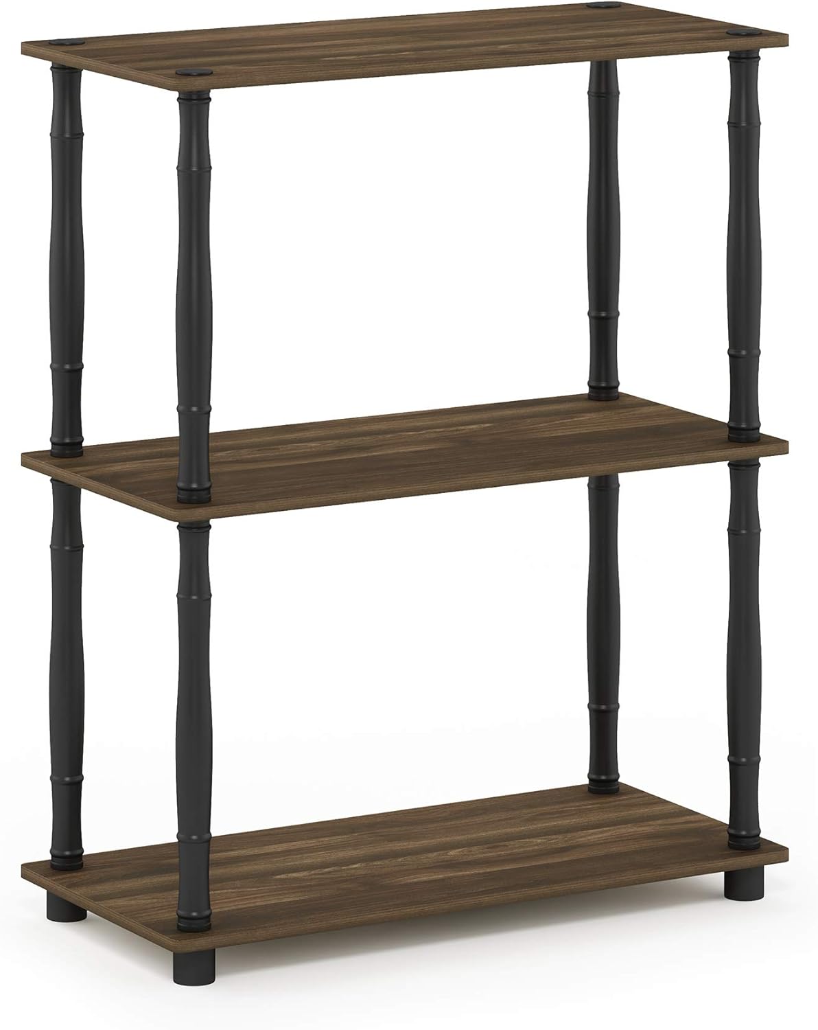 Furinno Turn-N-Tube 3-Tier Compact Multipurpose Shelf Display Rack with Classic Tube, Columbia Walnut/Black