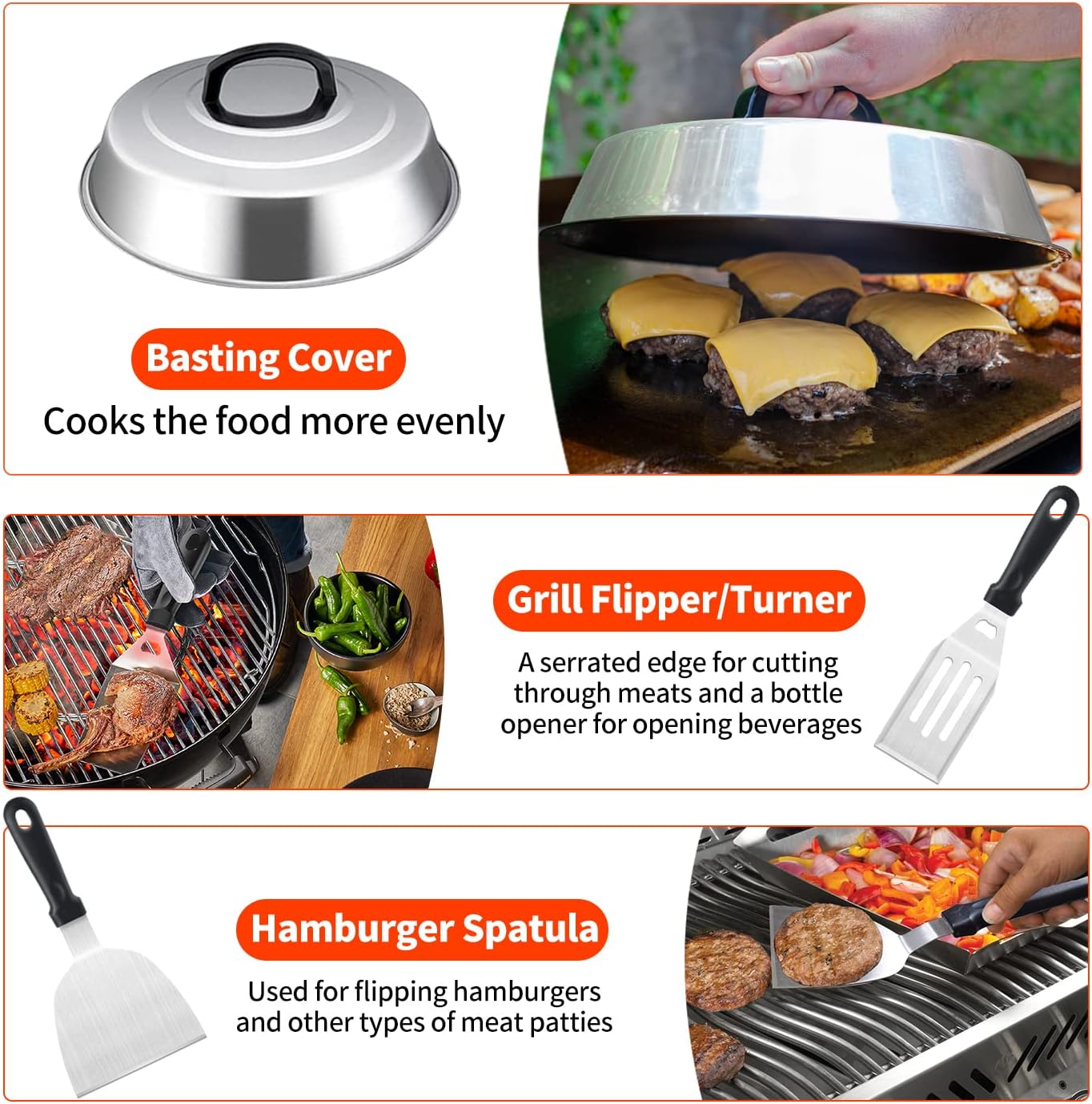 40 Pcs Griddle Accessories Kit, Flat Top Grill Accessories Set for Blackstone and Camp Chef, Griddle Tools Set with Spatula, Basting Cover, Scraper, Bottle, Tongs, Egg Ring for Outdoor BBQ and Camping