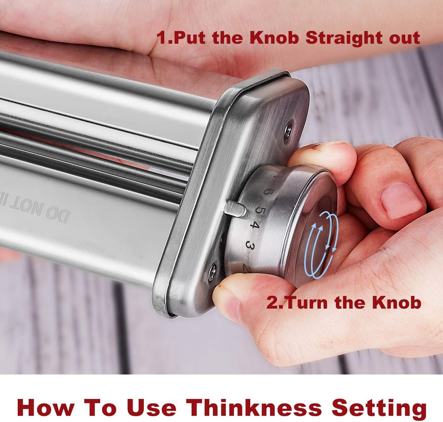 Pasta Roller Attachment for KitchenAid Stand Mixer, Pasta Roller KitchenAid Attachment, Stainless steel Pasta Roller Machine with 8 Adjustable Thickness Knob by Gvode