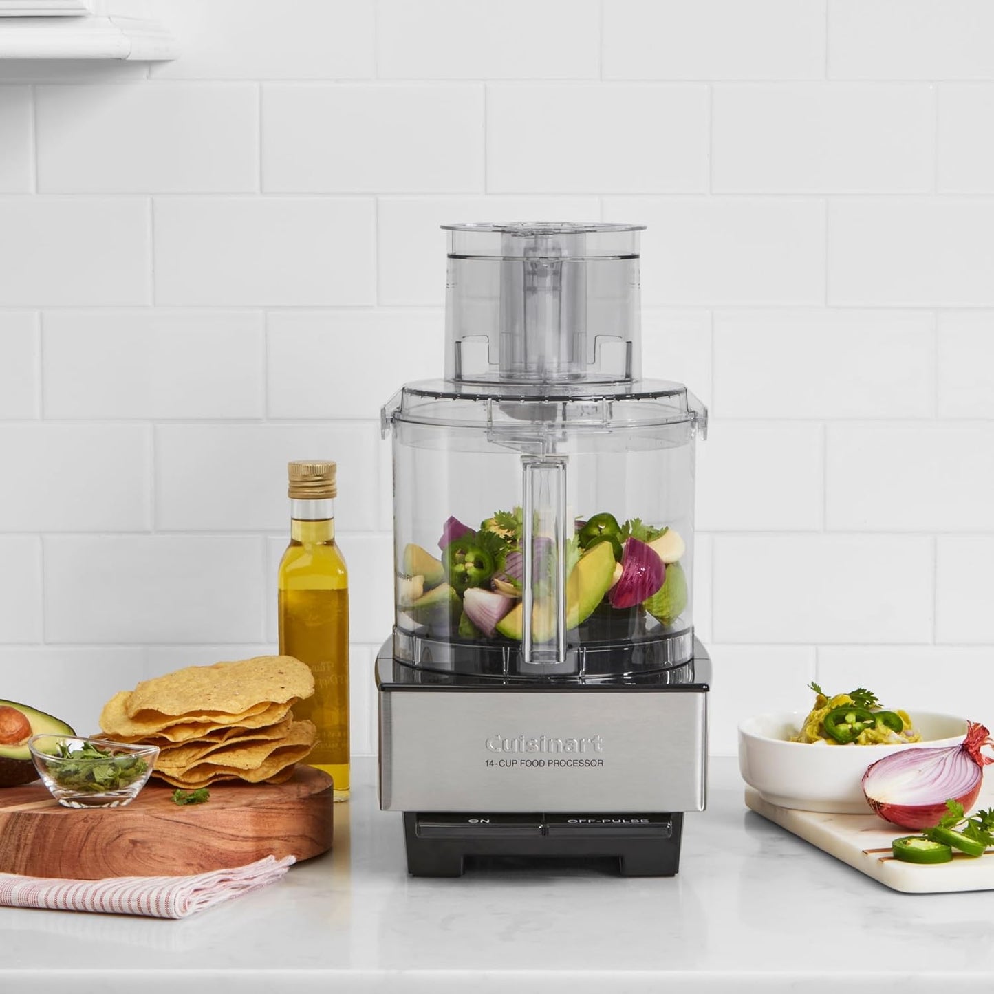 Cuisinart Food Processor, 14-Cup Vegetable Food Chopper for Mincing, Dicing, Shredding, Puree & Kneading Dough, 720-Watt Motor, Stainless Steel, DFP-14BCNY