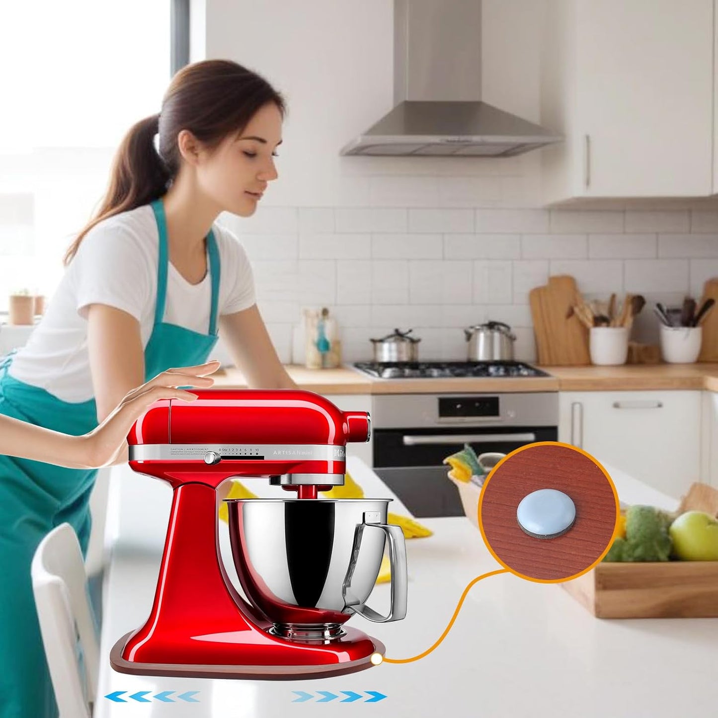 Mixer Slider Compatible with Kitchen aid Bowl Lift 4 .5-5 Qt Stand Mixer Pine Wood - Kitchen Countertop Storage Mover Sliding Caddy for Kitchen Aid 4 .5-5 Qt Mixer (4 .5-5 Qt -Bright Brown)