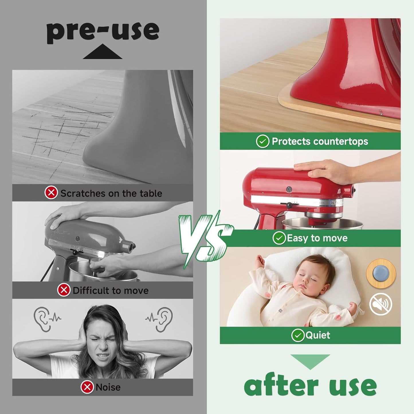 Mixer Slider Compatible with Kitchen aid Bowl Lift 4 .5-5 Qt Stand Mixer Bamboo - Kitchen Countertop Storage Mover Sliding Caddy for Kitchen Aid 4 .5-5 Qt Mixer(4.5-5 Qt with Foot Slot 1 - Natural)