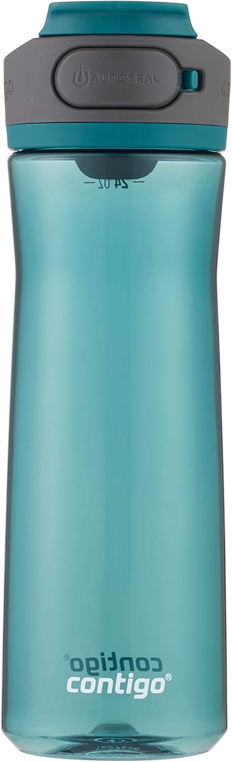 Contigo AUTOSEAL Cortland 24oz Water Bottle BPA-Free Plastic Spill Leak-Proof Lid and Carry Handle Dishwasher Safe Spirulina