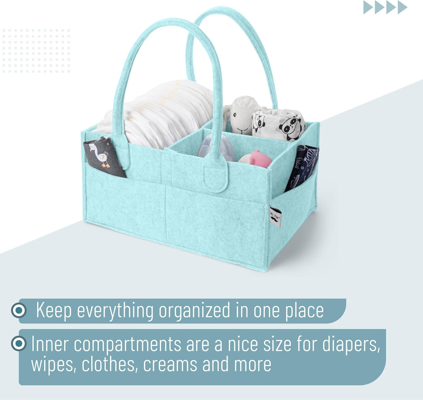 Mr. Pen- Baby Diaper Caddy Organizer, Mint Whisper, Baby Caddy Organizer with Handle, Compact Size, Collapsible & Portable