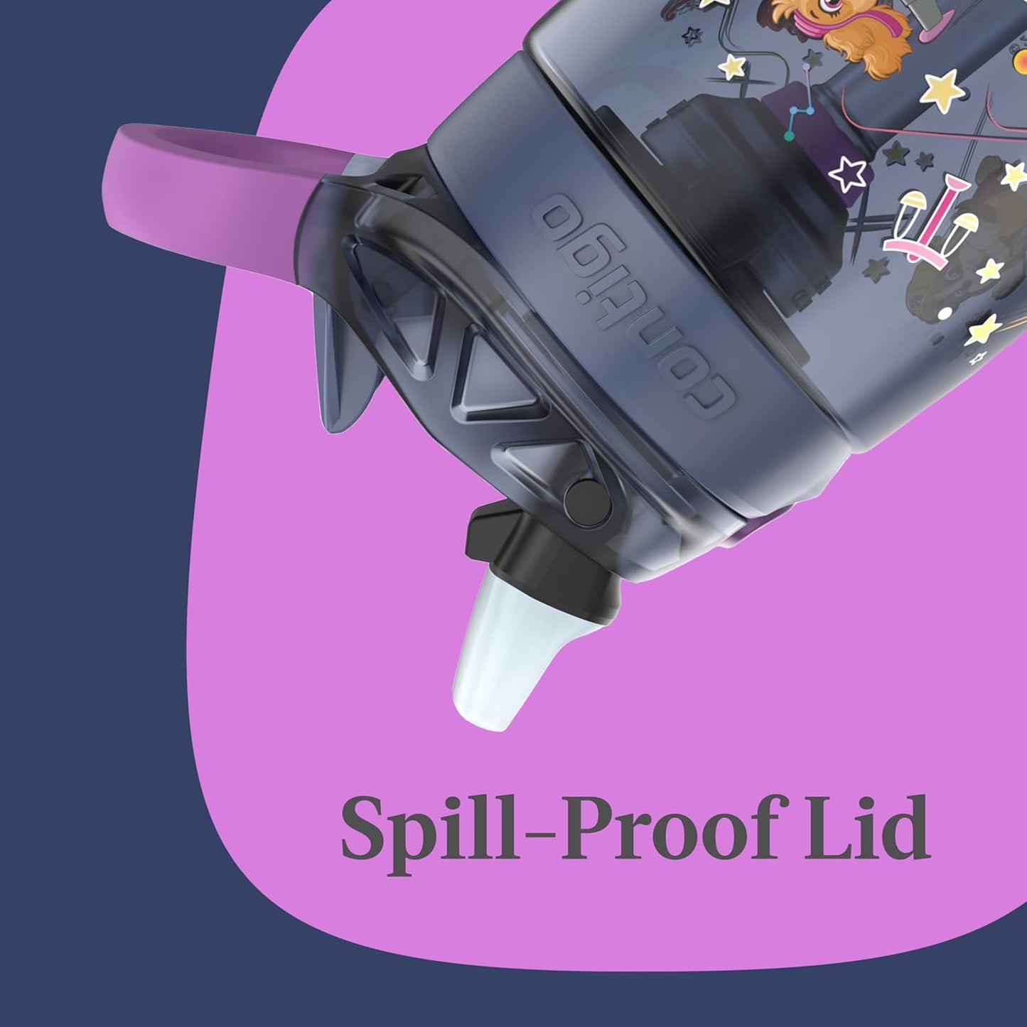 Contigo Aubrey Paw Patrol Leak-Proof Spill-Proof Water Bottle with Autospout, 14oz, Paw Patrol Space Zodiac, Purple