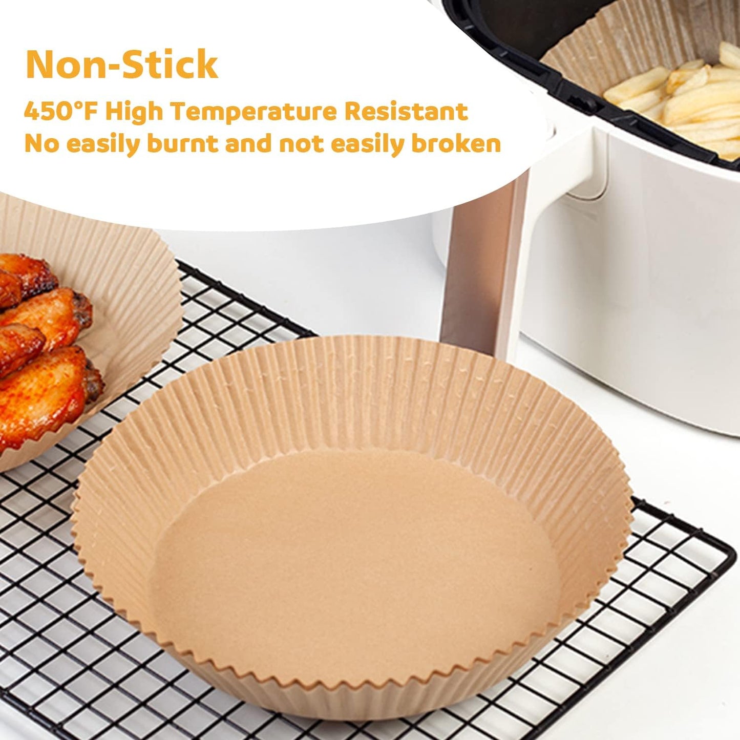 Ailun Air Fryer Paper Liners 9inch, 100PCS Non-Stick Parchment Paper,Oil Resistant,Disposable Food Grade Free of Bleach Paper Round for 5-10 QT Air Fryer Baking Roasting Microwave