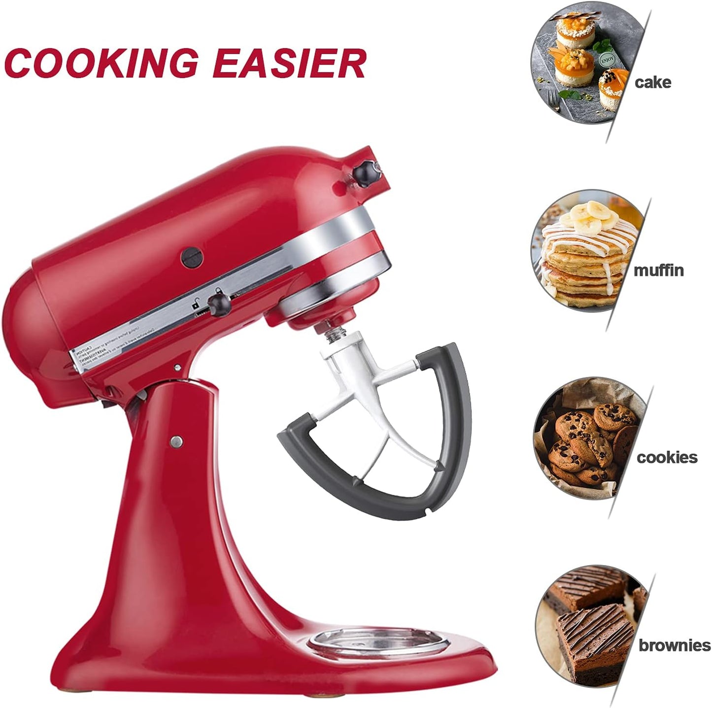 Flex Edge Beater for KitchenAid Mixer, 4.5-5 Quart for Kitchenaid Mixer Attachments, Fits Tilt-Head for Kitchenaid Paddle with Scraper for Kitchen Aid Accessories and Attachments by HOZODO