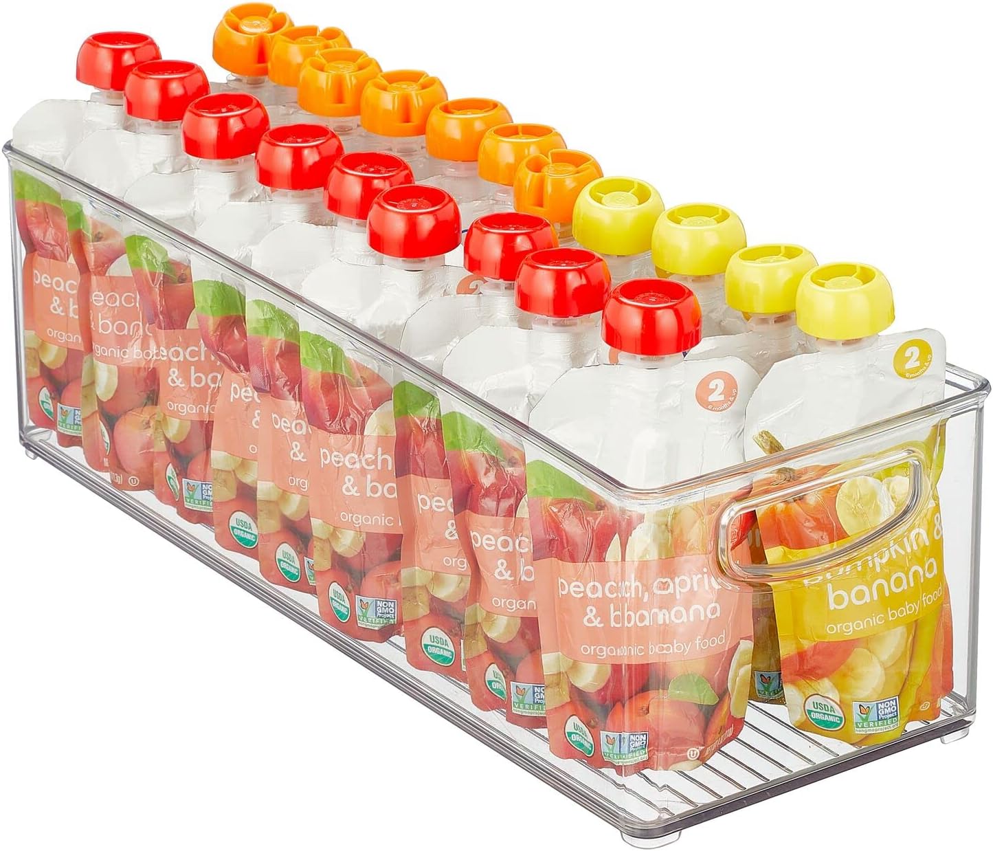 mDesign Plastic Baby Room Organizer Bin - Modern, Stackable Storage Container Box with Handles for Organizing Toys - Small Clothes and Accessories Holder - Ligne Collection - 2 Pack - Clear