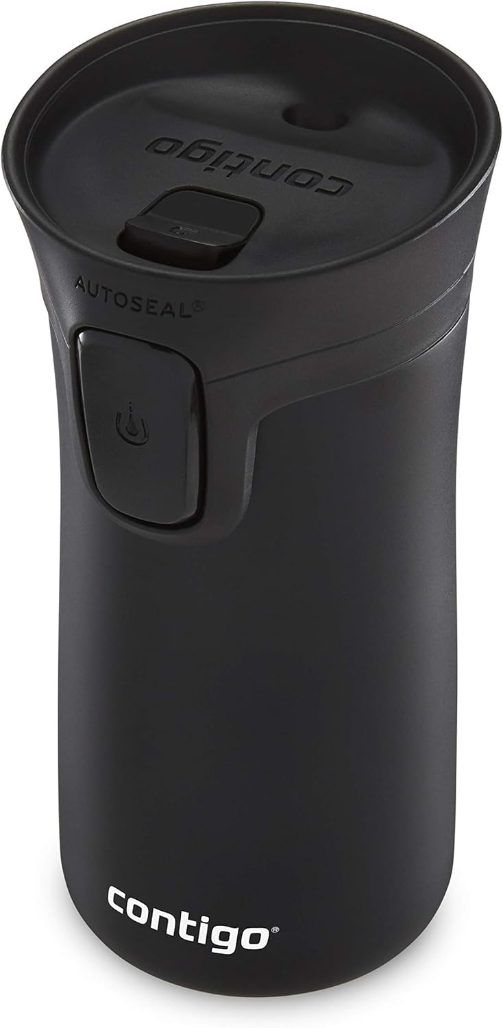 Contigo Pinnacle Autoseal Travel Mug, Stainless Steel Thermal Mug, Vacuum Flask, Leakproof Tumbler, Coffee Mug with BPA Free Easy-Clean Lid, 300 ml, Matte Black