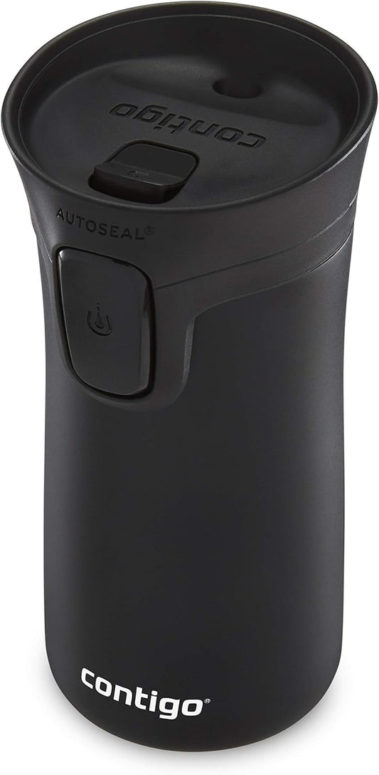 Contigo Pinnacle Autoseal Travel Mug, Stainless Steel Thermal Mug, Vacuum Flask, Leakproof Tumbler, Coffee Mug with BPA Free Easy-Clean Lid, 300 ml, Matte Black