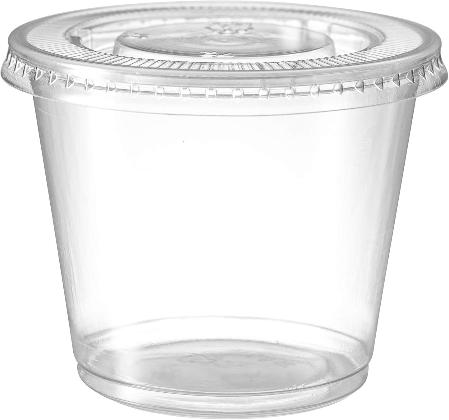 Portion Cups with Lids (5.5 Ounces, 200 Pack) | Disposable Plastic Cups for Meal Prep, Portion Control, Salad Dressing, & Medicine | Small Plastic Condiment Container