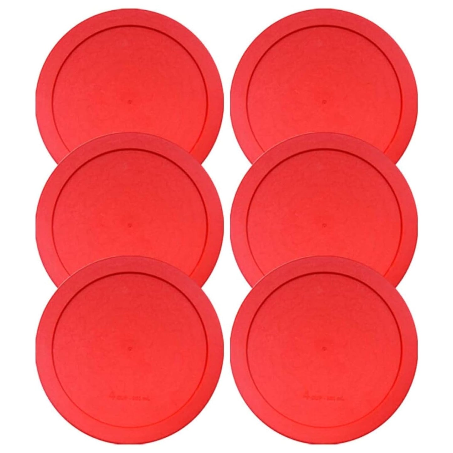 Wood Grip - Lids for Pyrex and Anchor Round Glass Containers - Lids for Pyrex Glass Containers - Replacement Lids (Red, 2 Cups, 6 Pack)